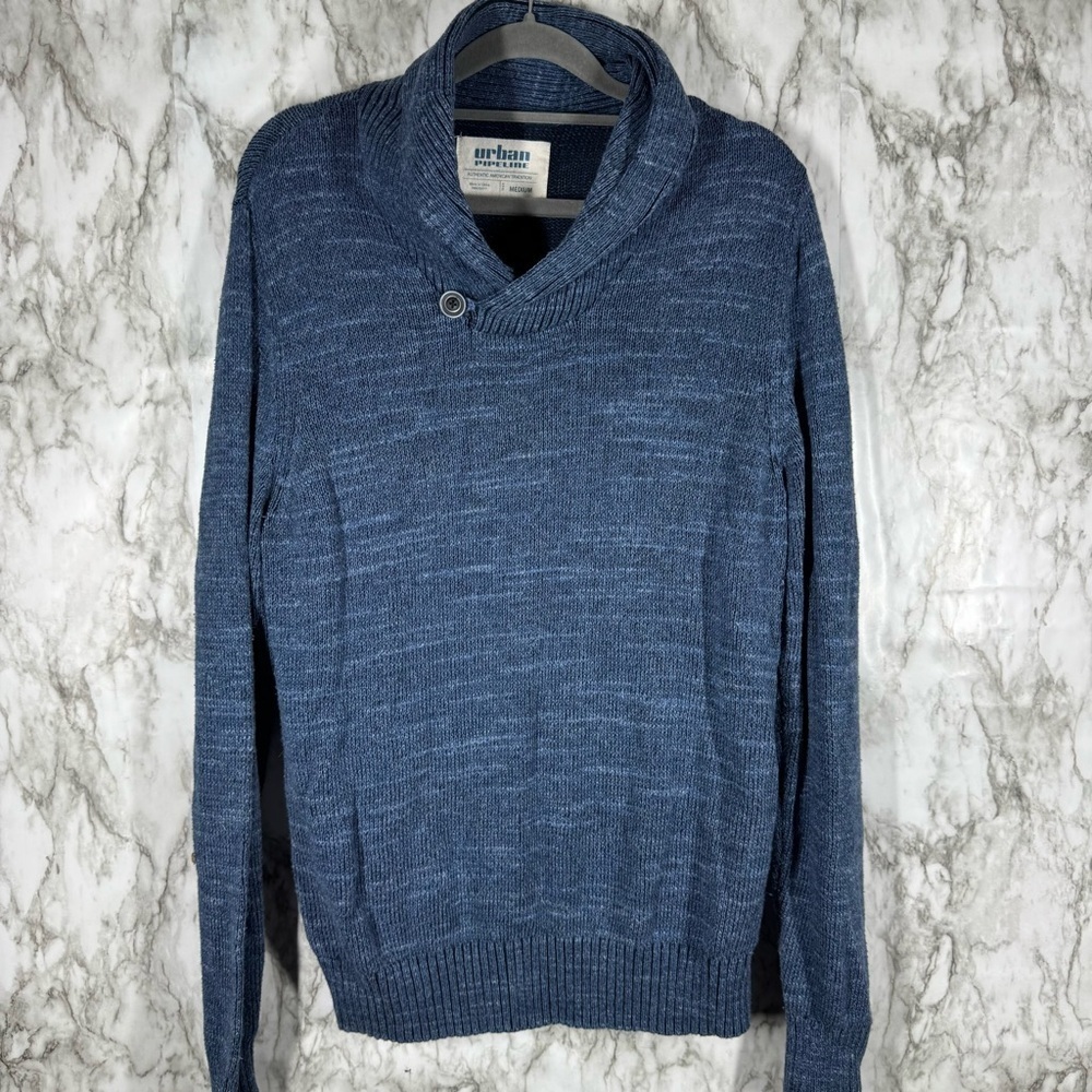 Urban Pipeline Mens Turtle Neck Sweater Blue Casual Long Sleeve Size Medium